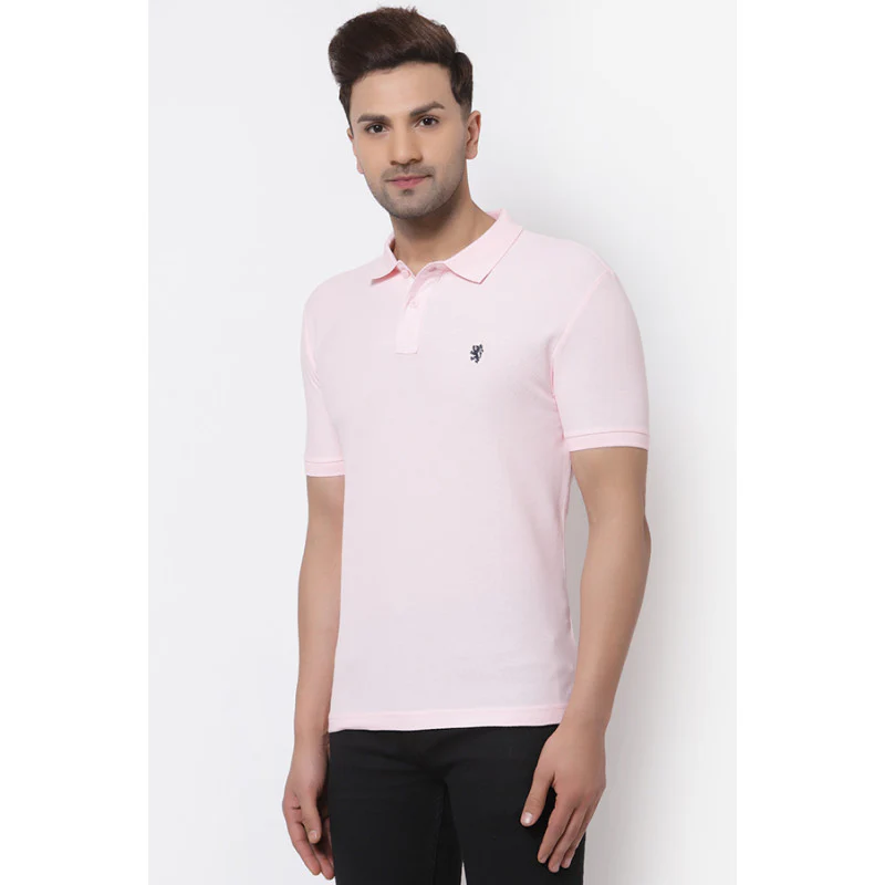 Men Pink CollaRed T-Shirt - Image 2