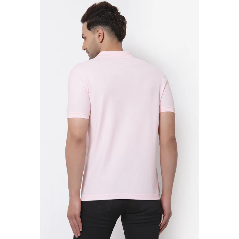 Men Pink CollaRed T-Shirt - Image 3