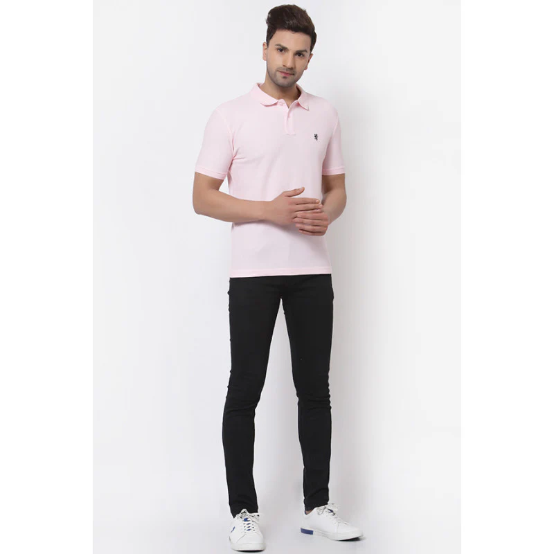 Men Pink CollaRed T-Shirt - Image 4