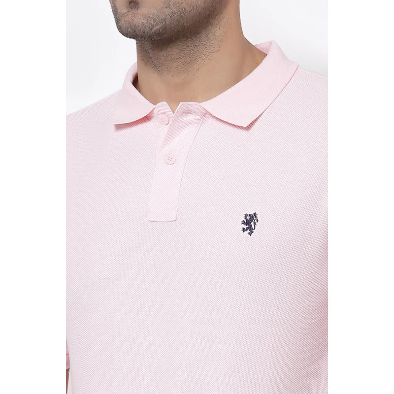 Men Pink CollaRed T-Shirt - Image 5
