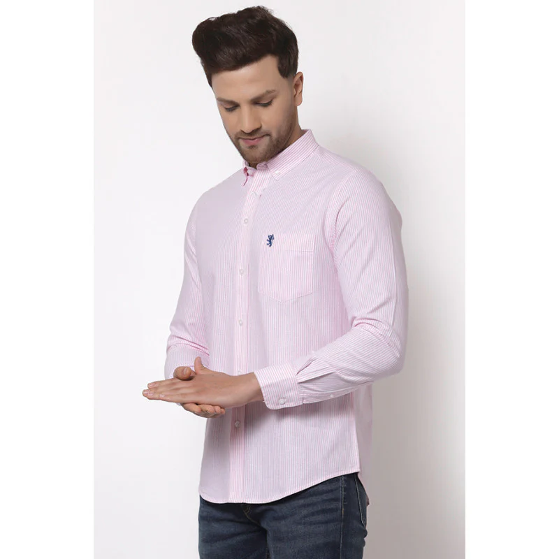Men Pink Striped Shirt - Image 2