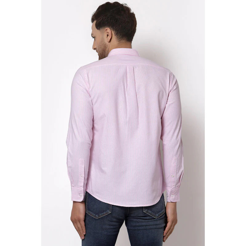 Men Pink Striped Shirt - Image 3
