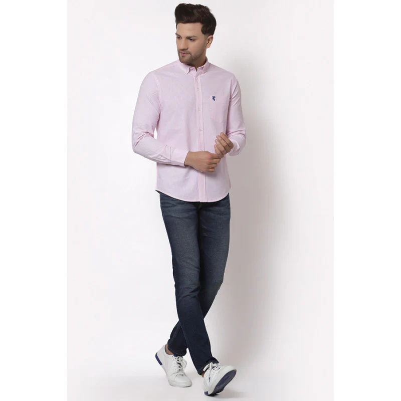 Men Pink Striped Shirt - Image 4