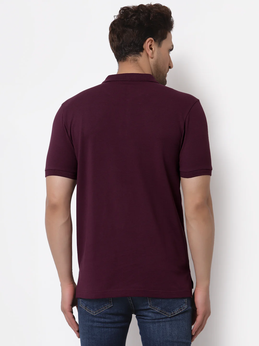 Men's Plum Polo Neck T-Shirt - Image 4