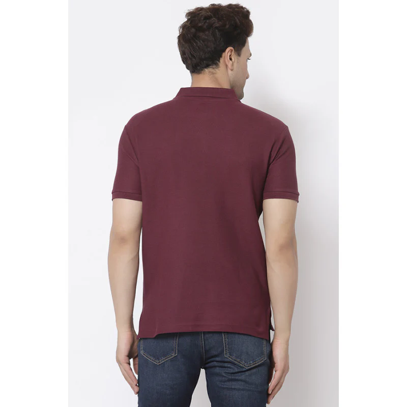 Men Plum Polo Neck T-Shirt - Image 3