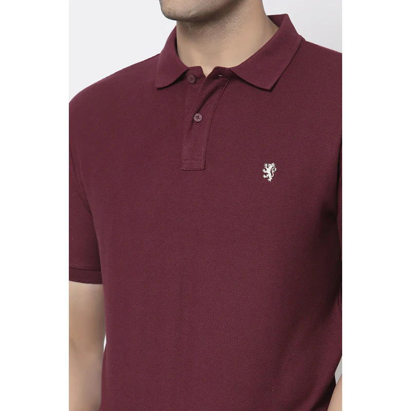 Men Plum Polo Neck T-Shirt - Image 4