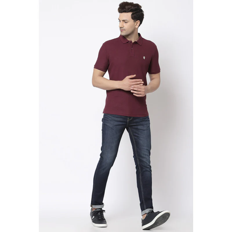 Men Plum Polo Neck T-Shirt - Image 5
