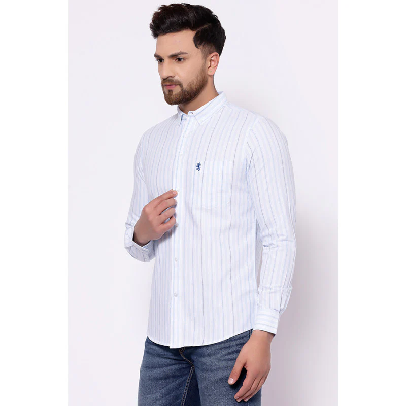 Men's Powder Blue Full Sleeves Casual Shirt - Image 2