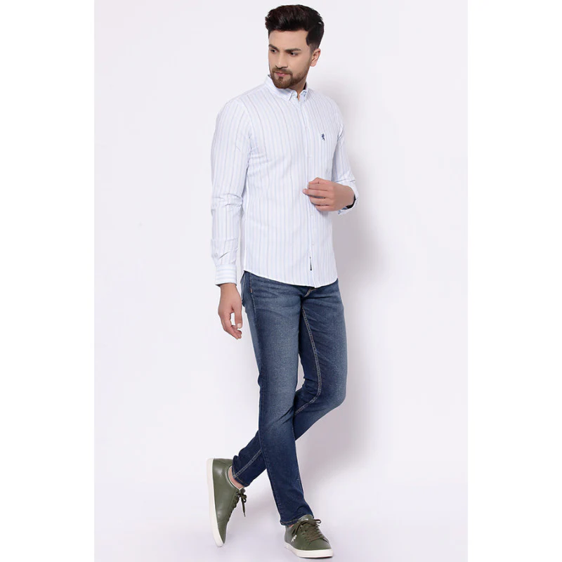 Men's Powder Blue Full Sleeves Casual Shirt - Image 4
