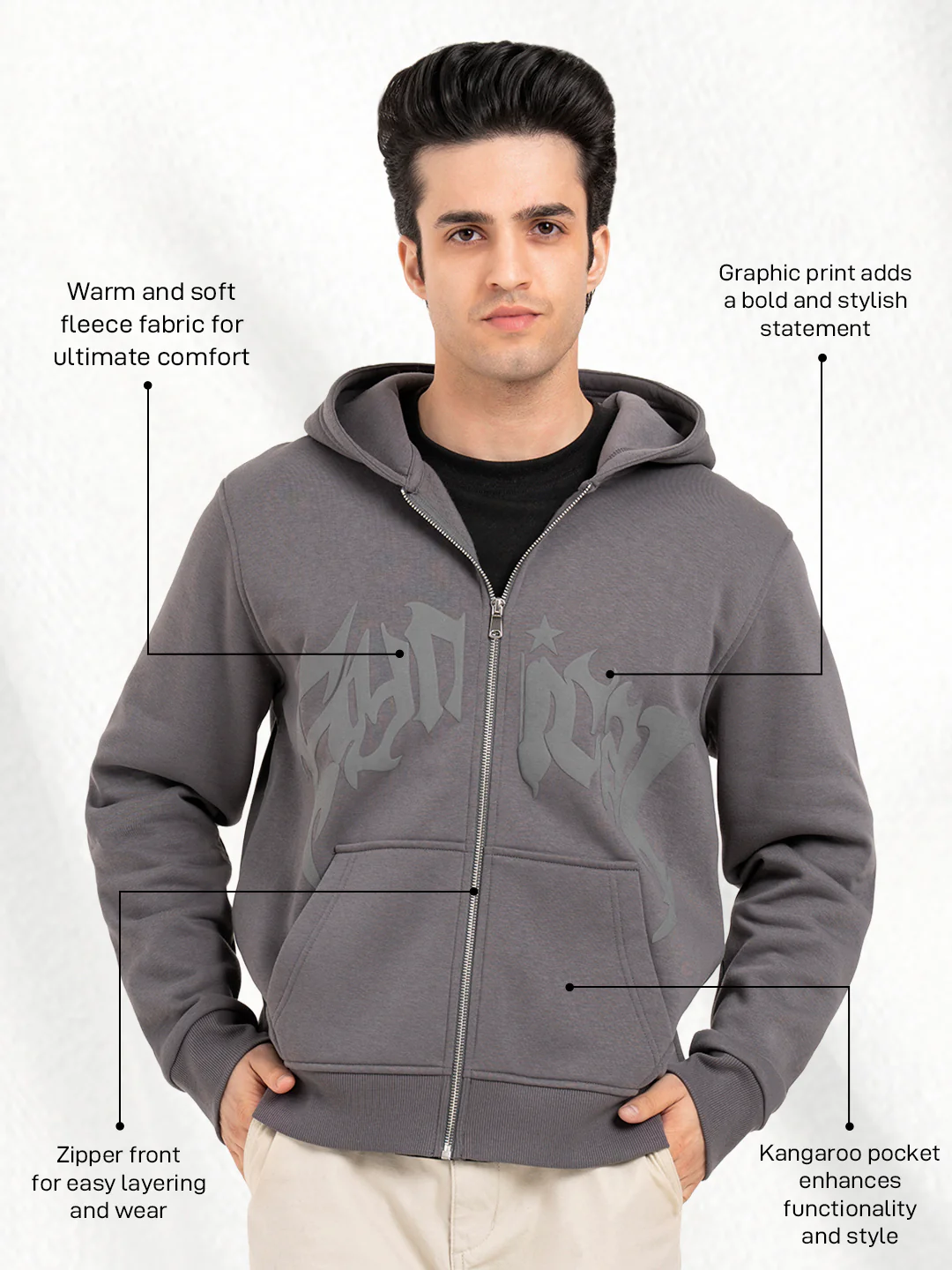 RedTape Men's Printed Hoodie for Everyday Comfort - Image 3