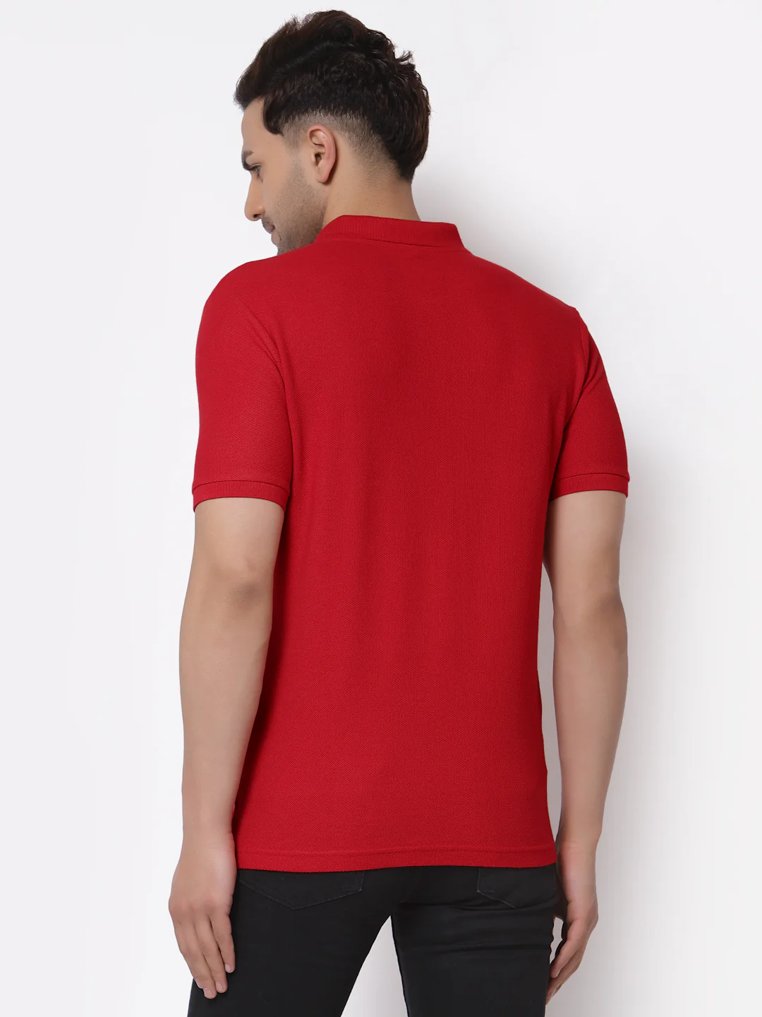 Men Red CollaRed T-Shirt - Image 4
