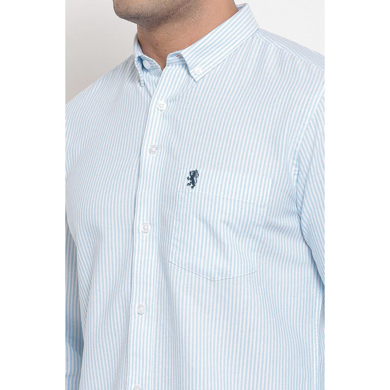Men's Sea Blue Full Sleeves Casual Shirt - Image 5