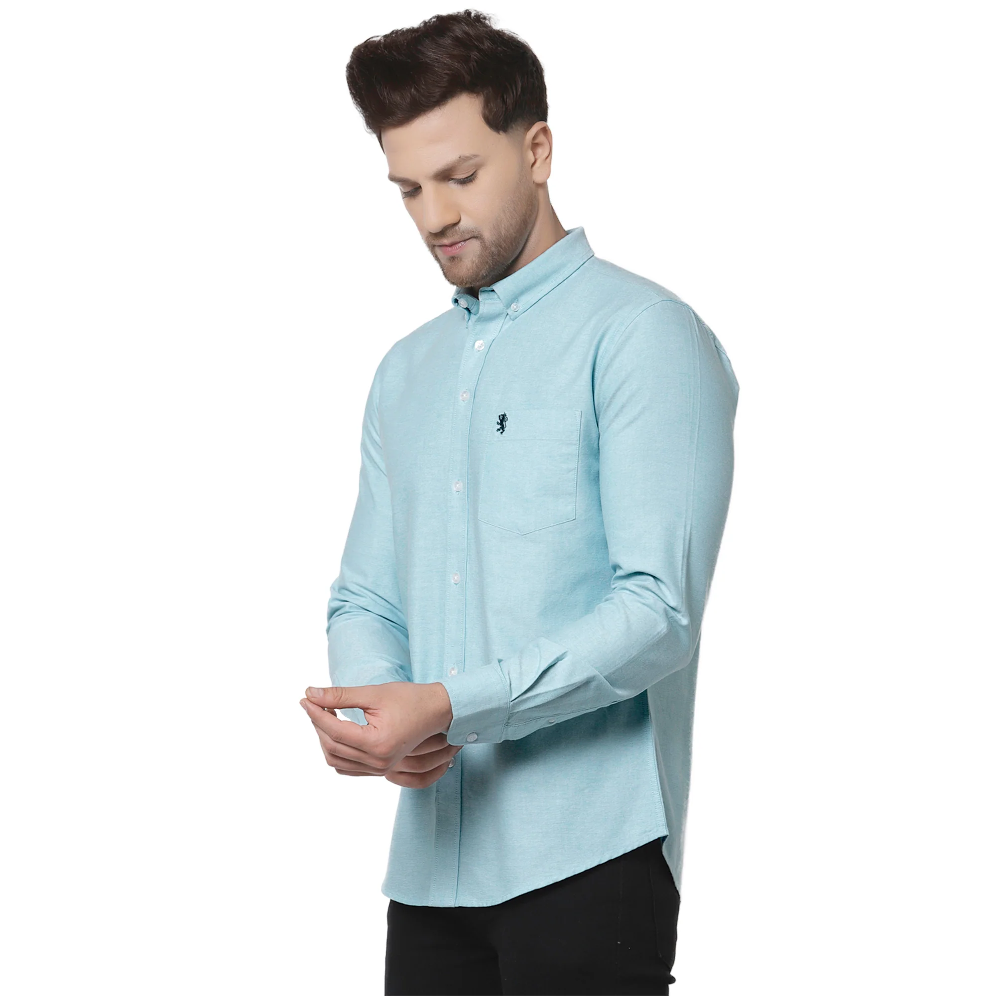 Men's Sea Green Full Sleeves Casual Shirt - Image 2