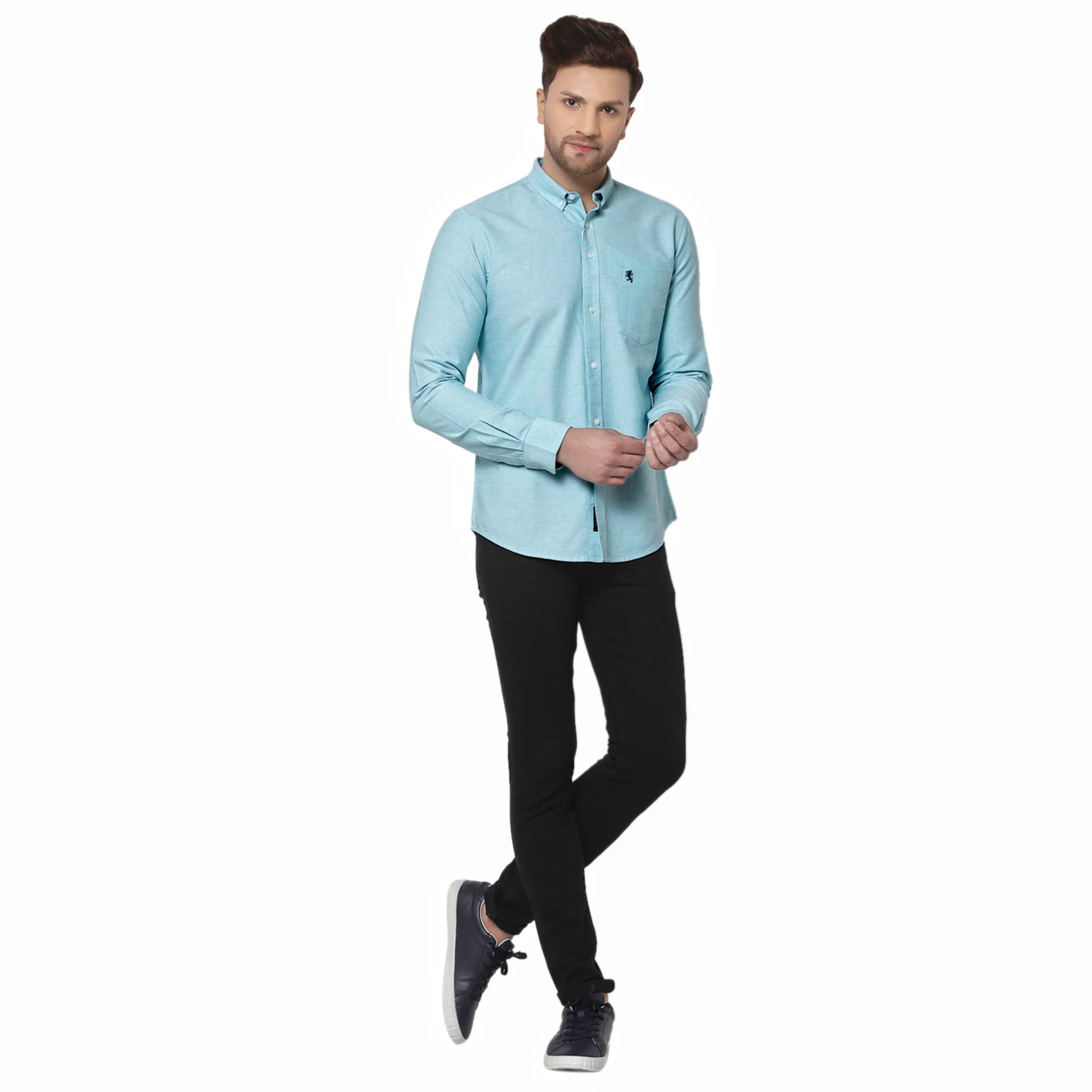 Men's Sea Green Full Sleeves Casual Shirt - Image 4