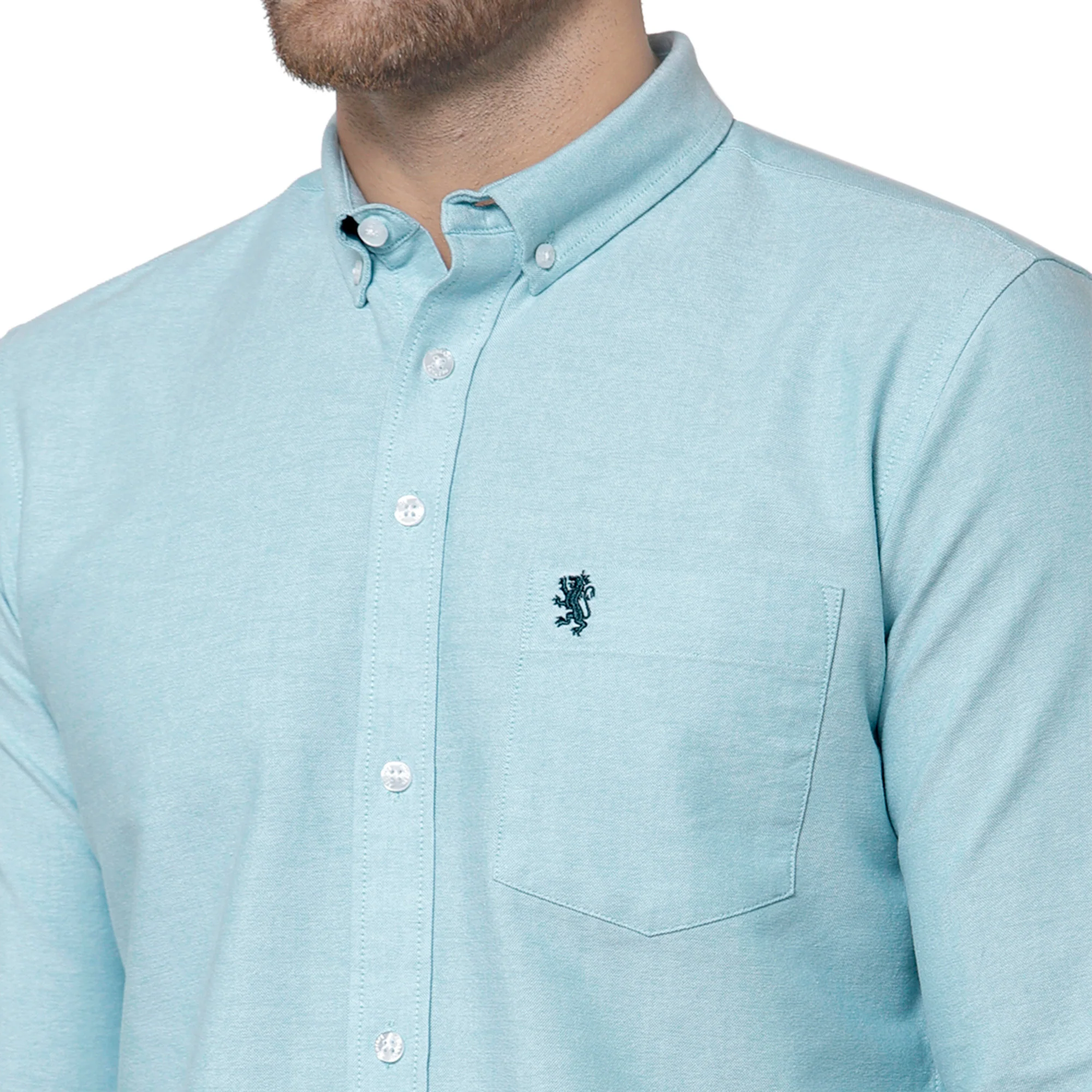 Men's Sea Green Full Sleeves Casual Shirt - Image 5