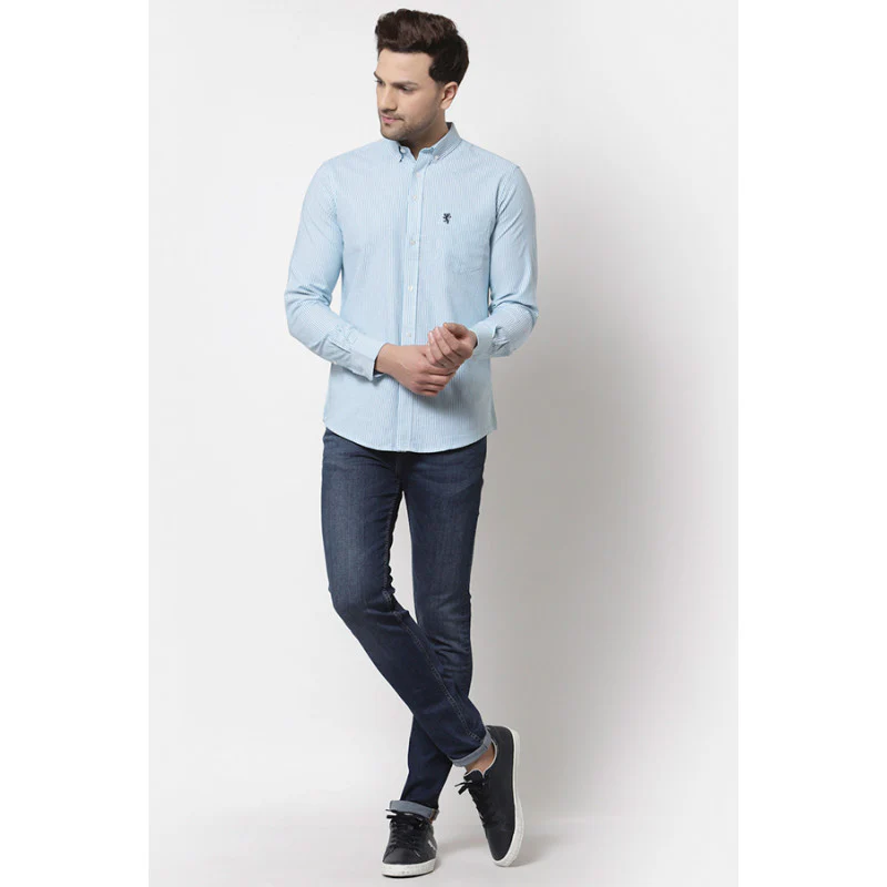 Men's Sea Green Stripe Shirt - Image 4