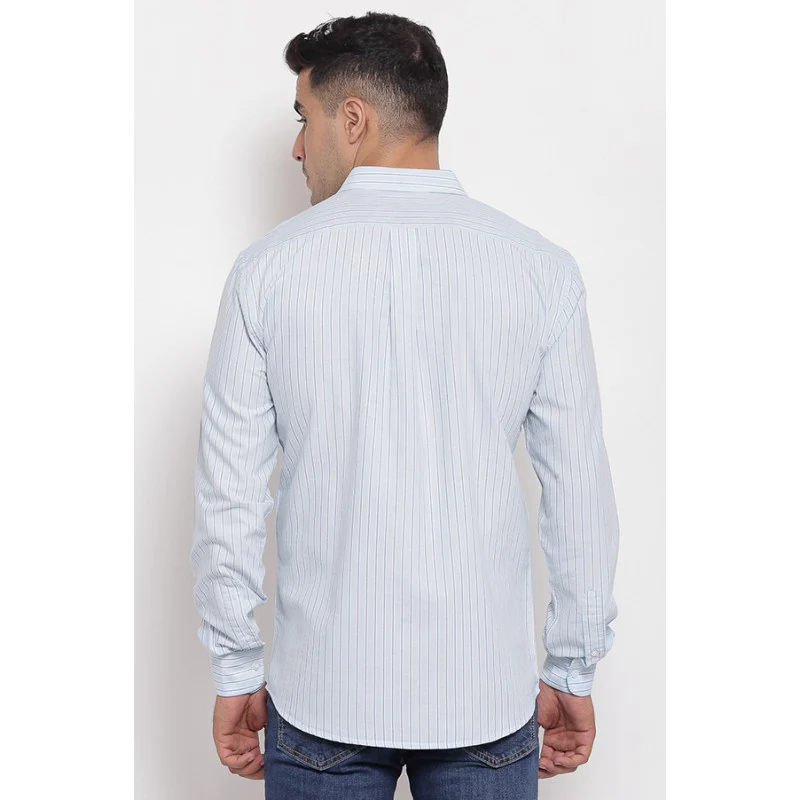 Men's Sky Blue Full Sleeves Casual Shirt - Image 2