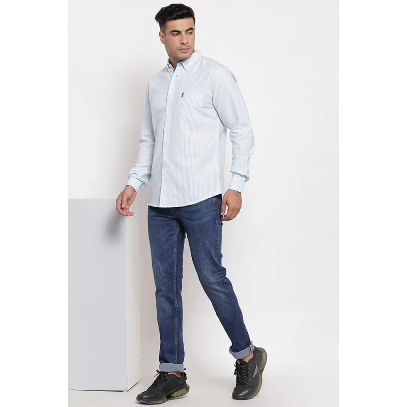 Men's Sky Blue Full Sleeves Casual Shirt - Image 4