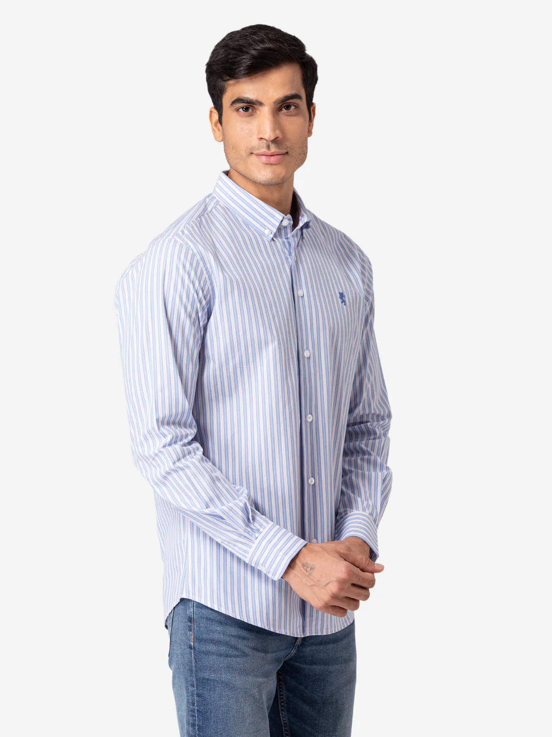 Men's Sky Blue Full Sleeves Shirt - Image 4