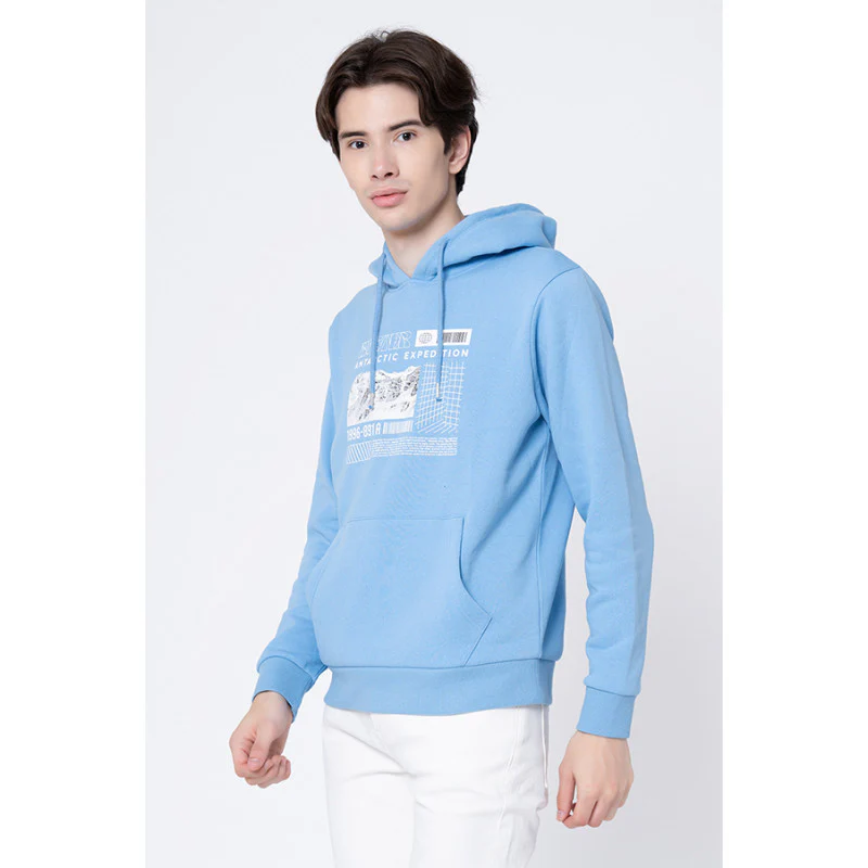 Men's Slate Blue Graphic Print Hoodie - Image 2