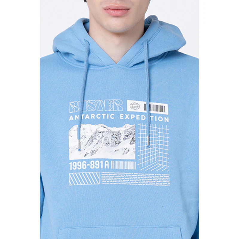 Men's Slate Blue Graphic Print Hoodie - Image 4