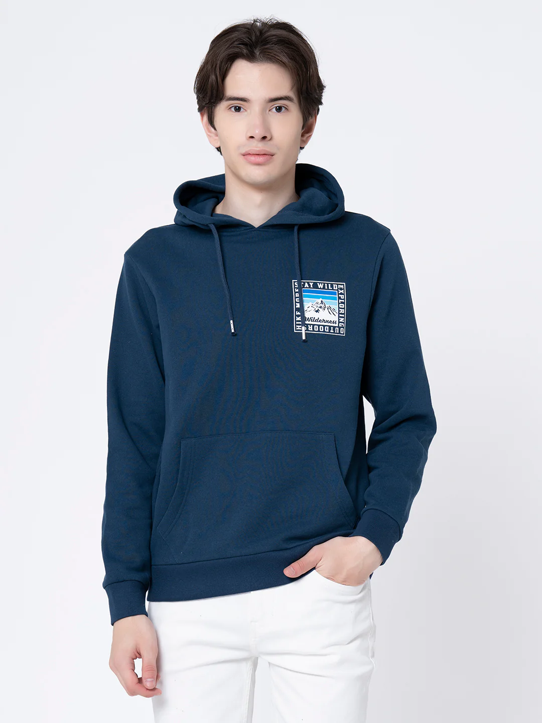 Men's Slate Blue Graphic Print Hoodie - Image 2