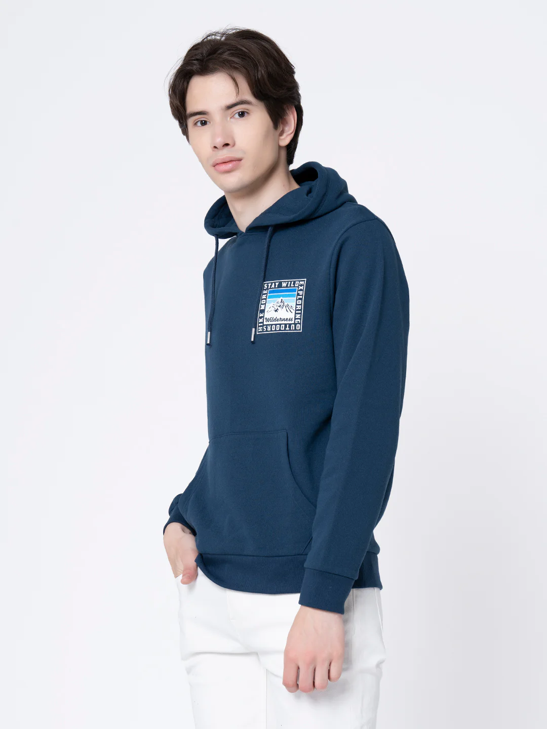 Men's Slate Blue Graphic Print Hoodie - Image 3