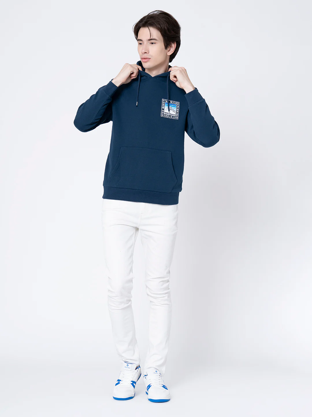 Men's Slate Blue Graphic Print Hoodie - Image 6