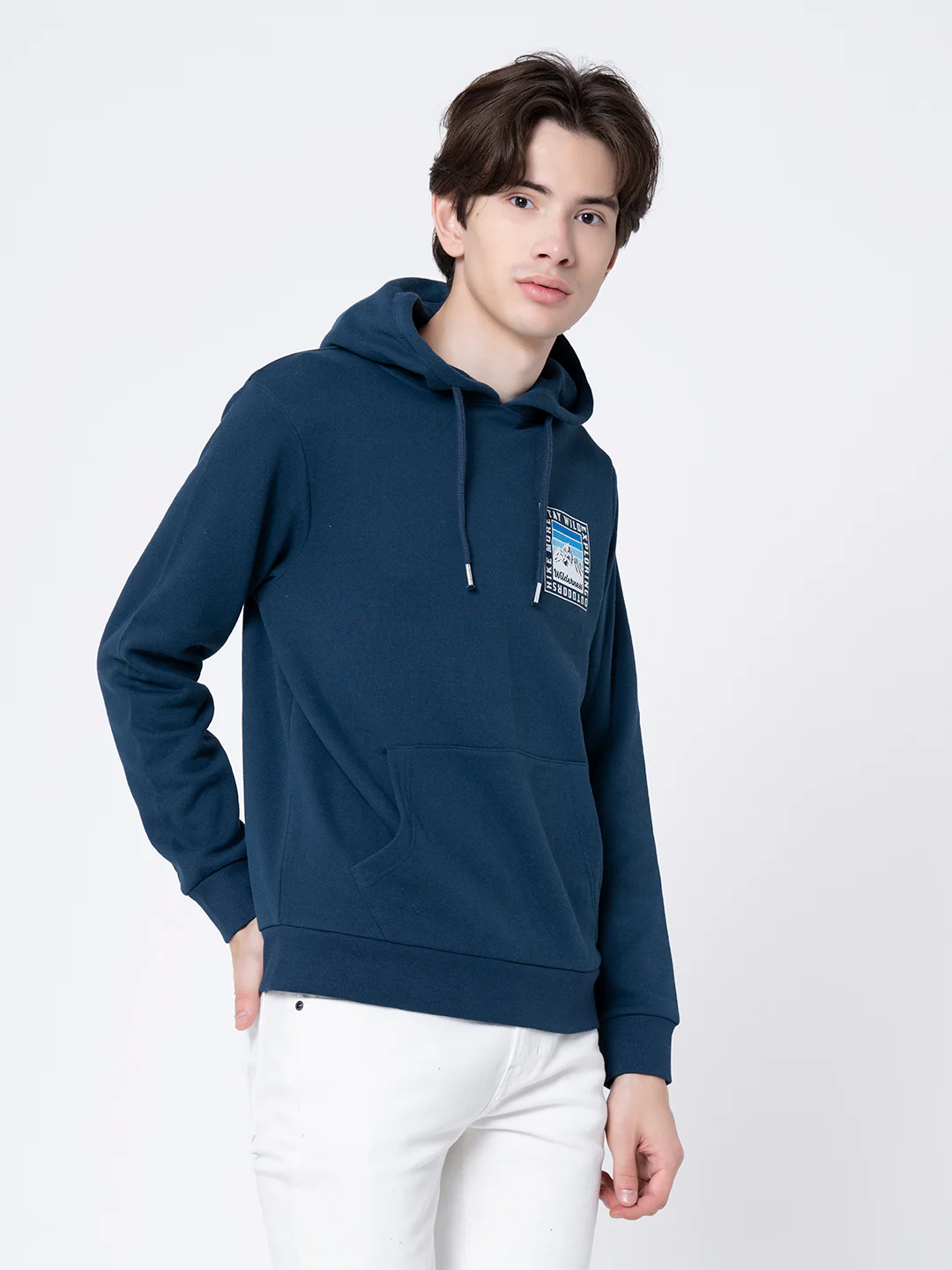 Men's Slate Blue Graphic Print Hoodie - Image 7
