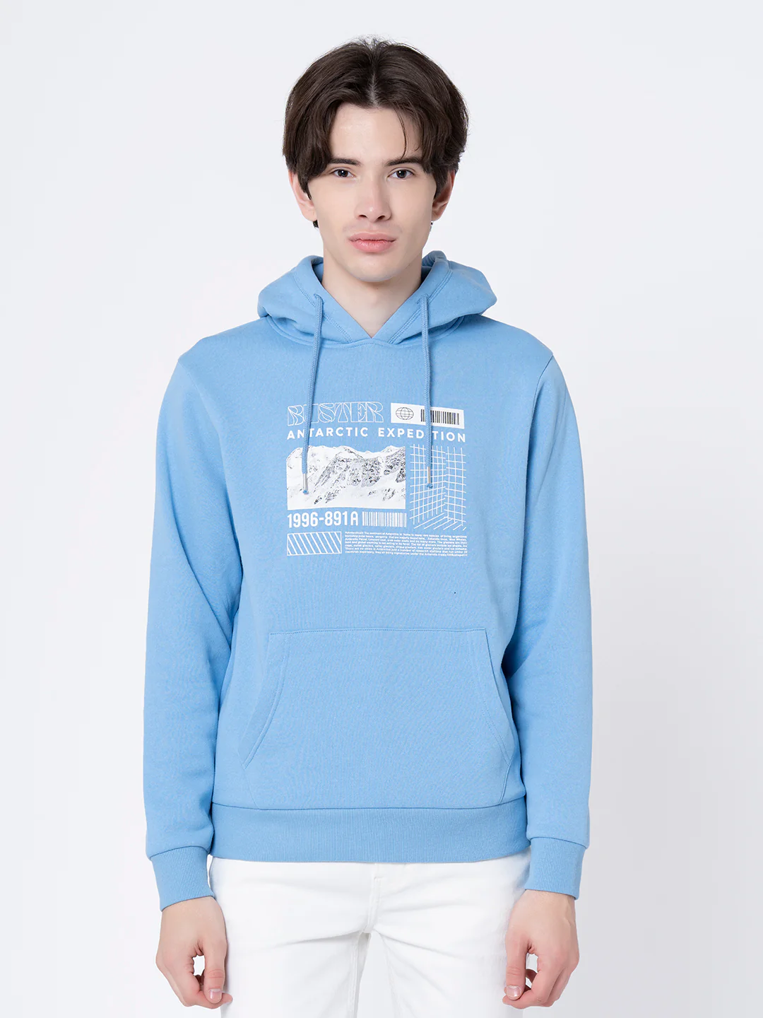 Men's Slate Blue Graphic Print Hoodie - Image 2