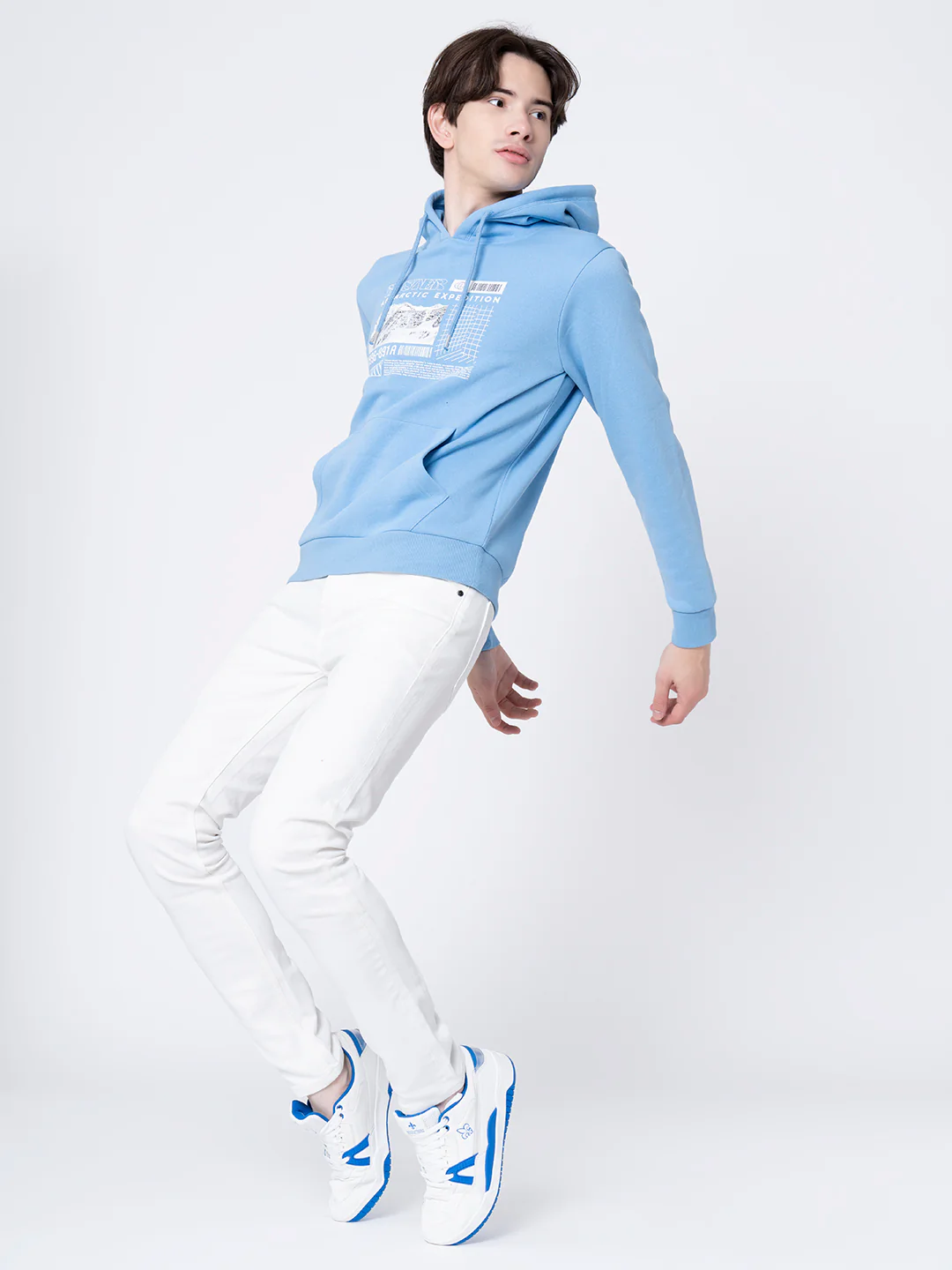 Men's Slate Blue Graphic Print Hoodie - Image 6