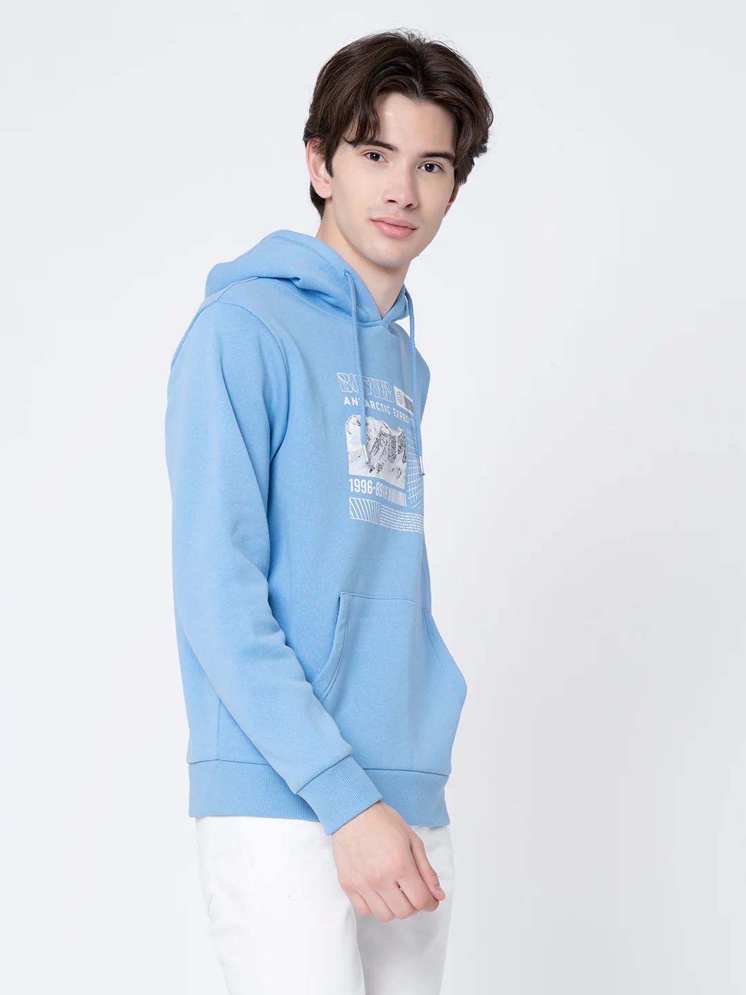 Men's Slate Blue Graphic Print Hoodie - Image 7