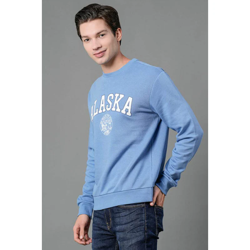 Men's Slate Blue Graphic Print Sweatshirt - Image 2