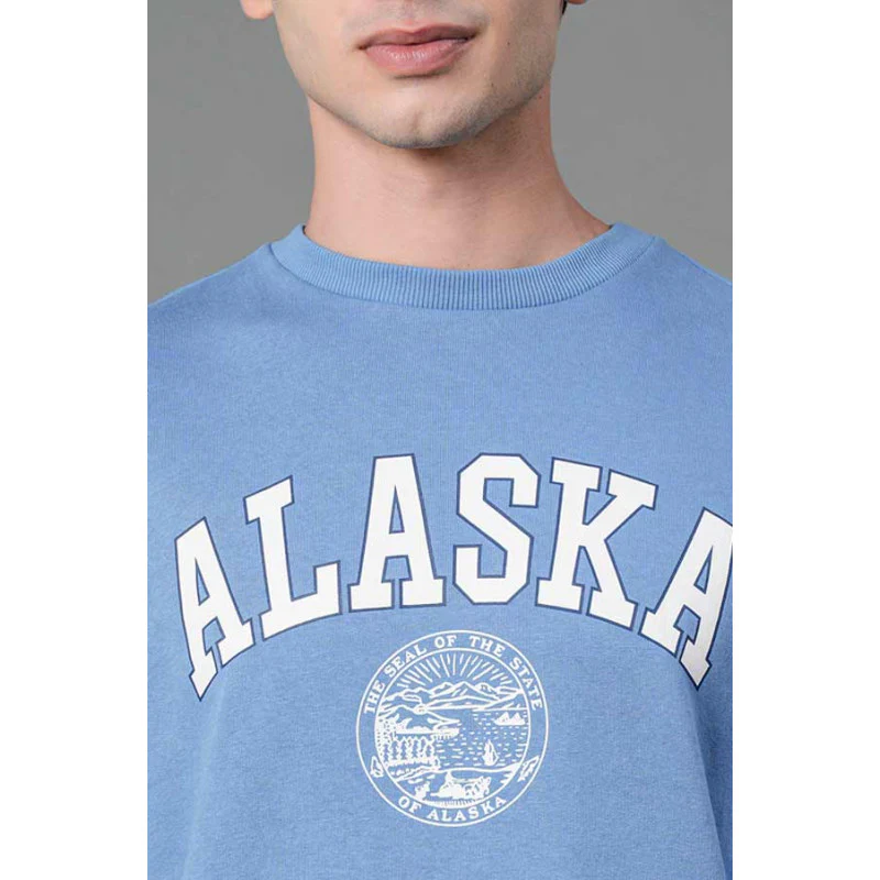 Men's Slate Blue Graphic Print Sweatshirt - Image 4