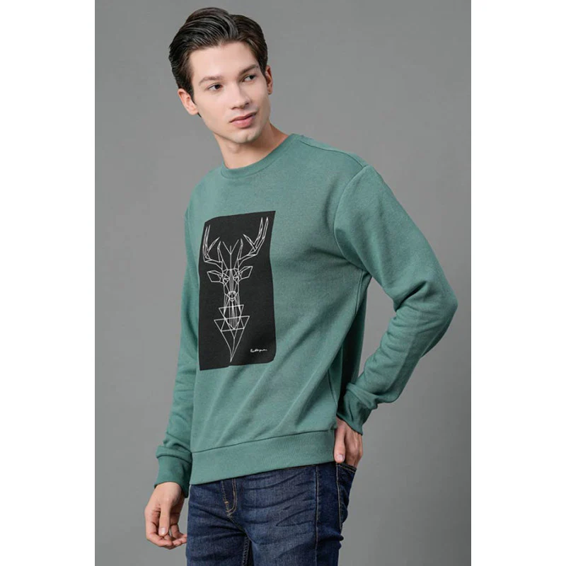 Men's Slate Green Graphic Print Sweatshirt - Image 2