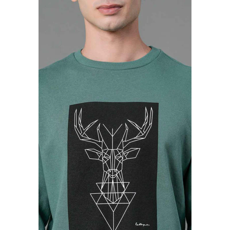 Men's Slate Green Graphic Print Sweatshirt - Image 4