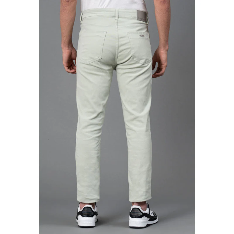 Men's Slate Green Solid Washed Cotton Spandex Skinny Jeans - Image 3