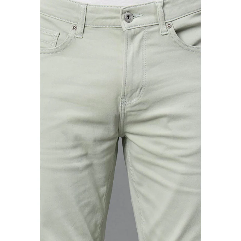 Men's Slate Green Solid Washed Cotton Spandex Skinny Jeans - Image 4