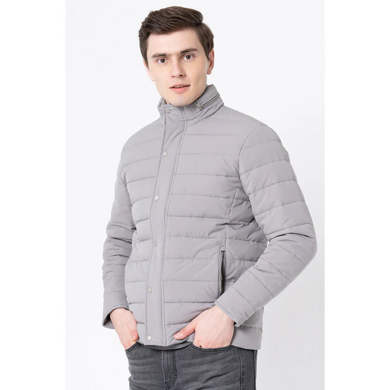 Men's Slate Grey  Solid Jacket - Image 2