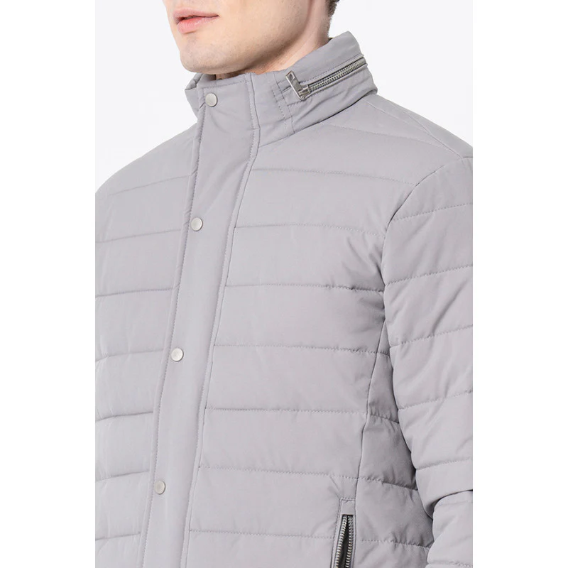 Men's Slate Grey  Solid Jacket - Image 4