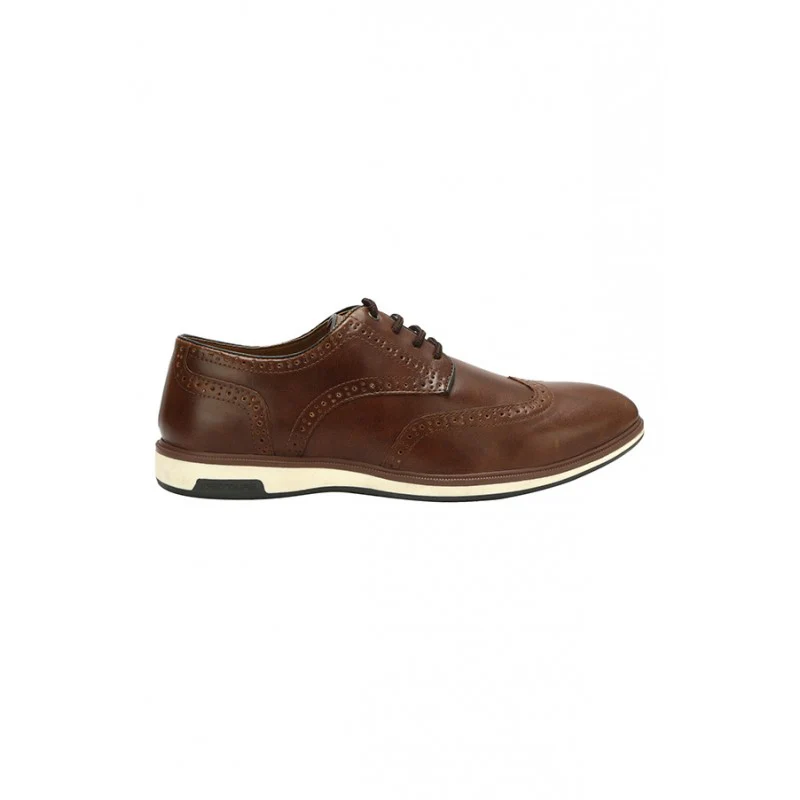Men's Tan Casual Brogue Shoes - Image 2