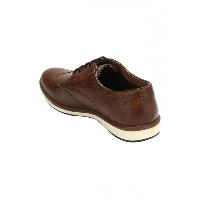 Men's Tan Casual Brogue Shoes - Image 4