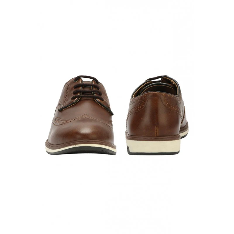 Men's Tan Casual Brogue Shoes - Image 5
