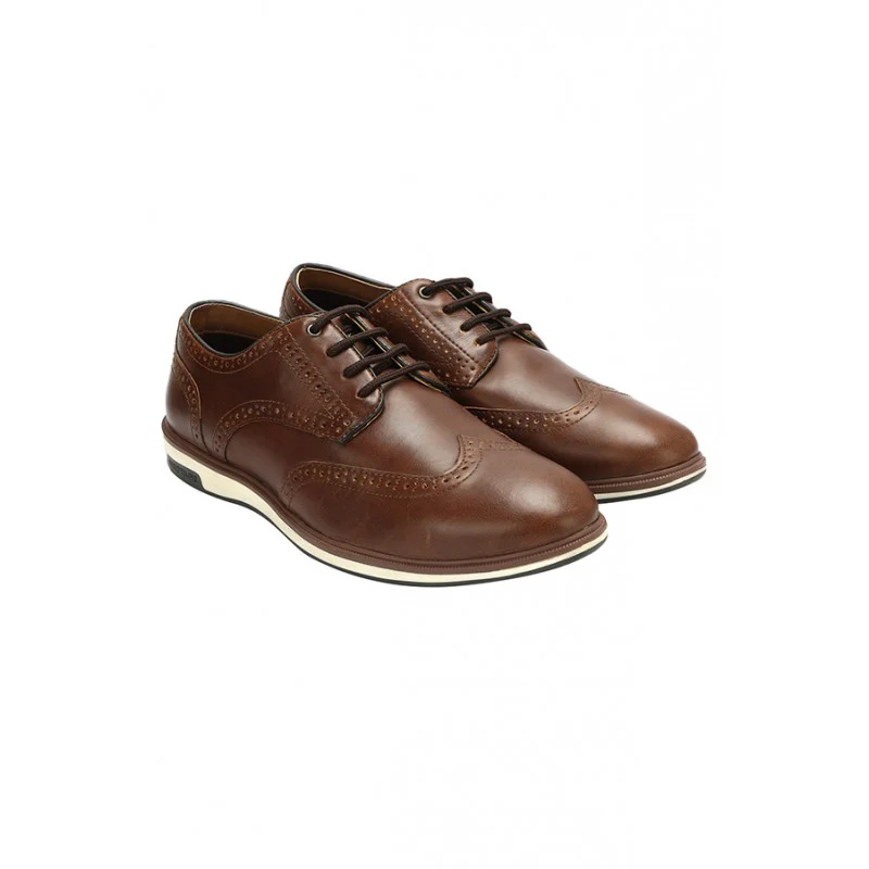 Men's Tan Casual Brogue Shoes - Image 6