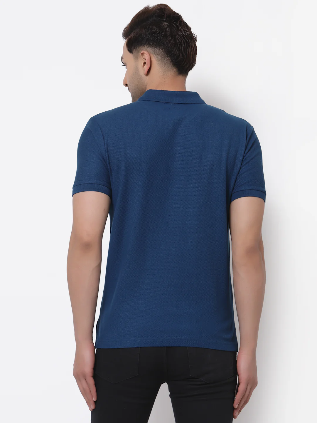 Men Teal Collared T-Shirt - Image 4