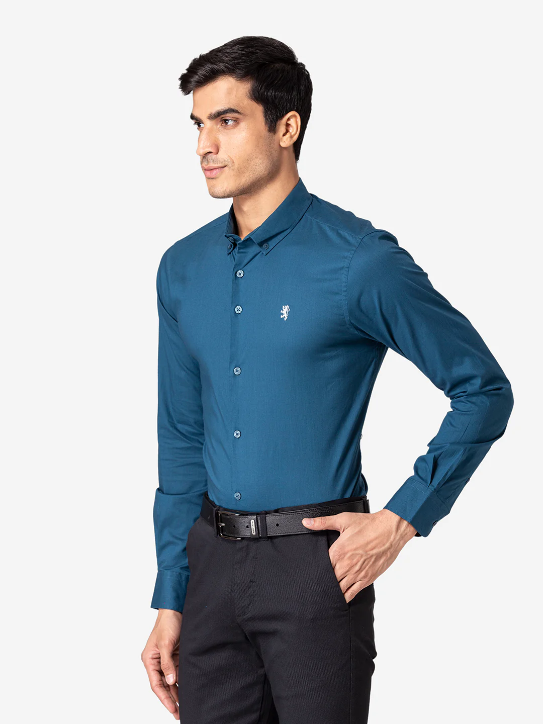 Men's Teal Full Sleeves Shirt - Image 3