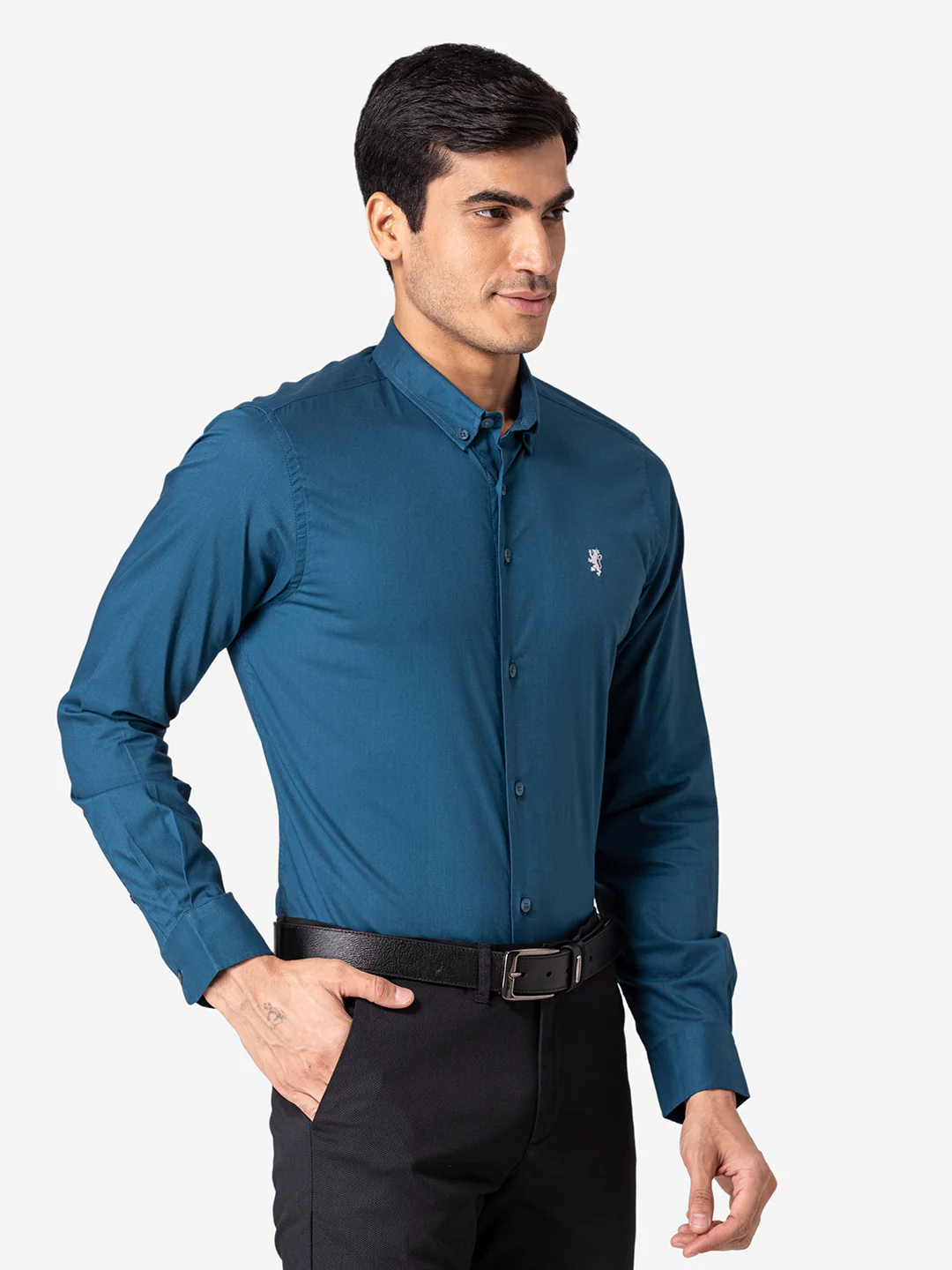 Men's Teal Full Sleeves Shirt - Image 4