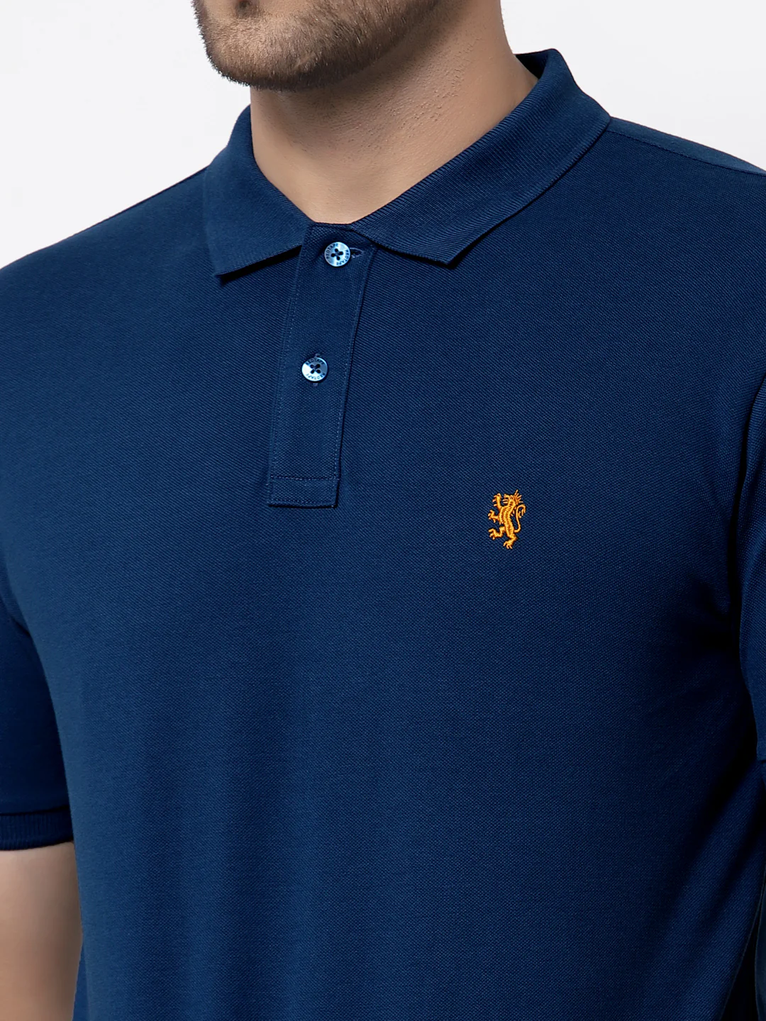 Men's Teal Polo Neck T-Shirt - Image 2