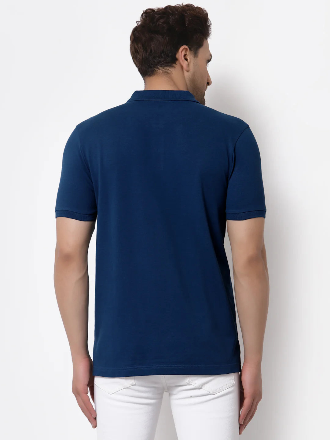 Men's Teal Polo Neck T-Shirt - Image 4