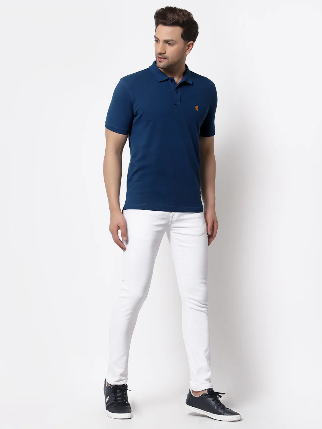 Men's Teal Polo Neck T-Shirt - Image 5